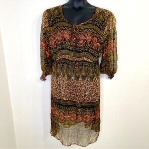 YASB 100% Silk Bohemian Midi Dress in Size 1X